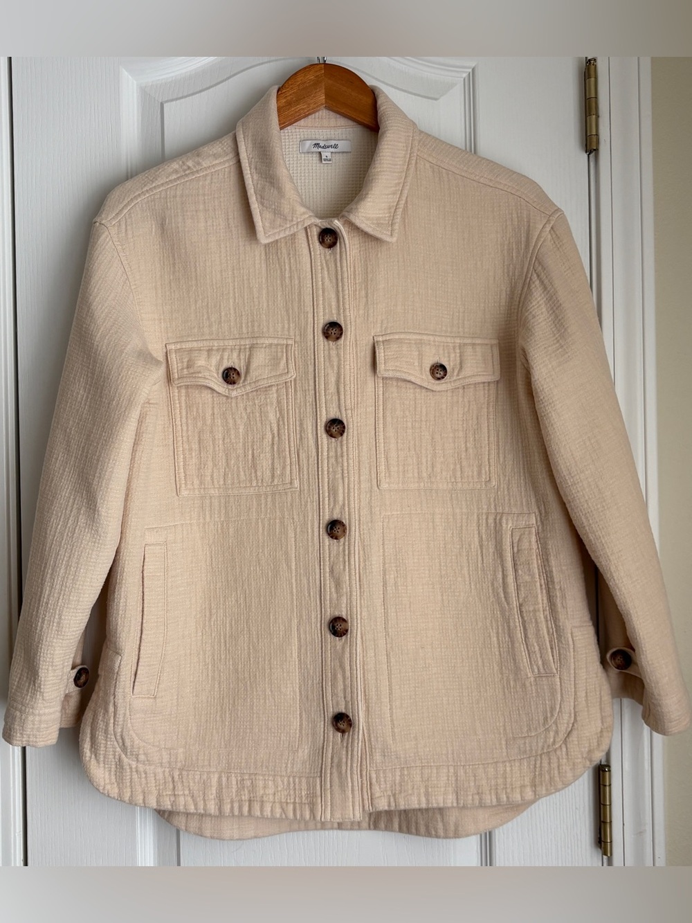 Madewell Waffleback Branner Shirt Jacket - Cream / Beige - Size Small Fall